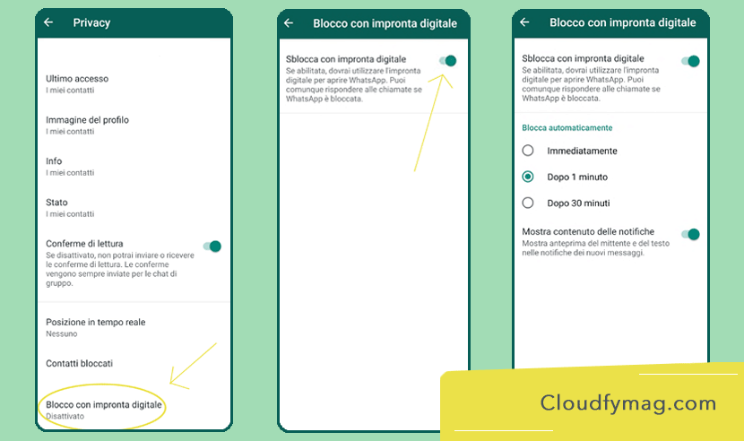 whatsapp impronta digitale